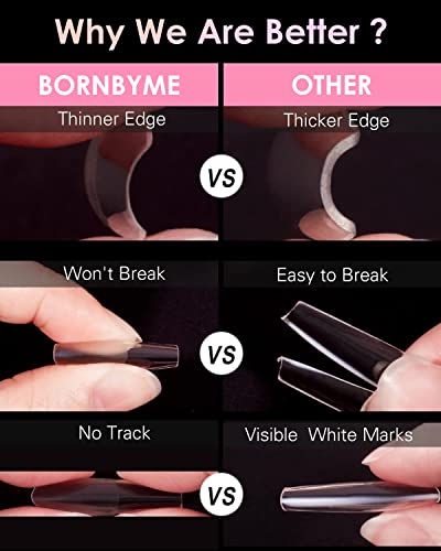ToeNail Tips, BORNBYME 120 PCS 12 Size Manicure Fake Toe Nails French False Nails for Acrylic Nail Tips Full Cover Foot Tips