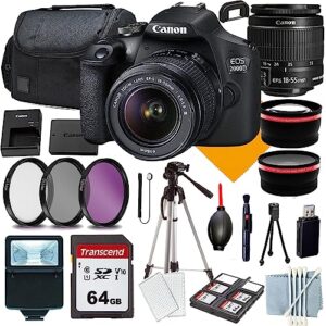 canon eos rebel 2000d camera with 18-55mm+commander starter kit+lens filters+case+64memory cards(18pc)