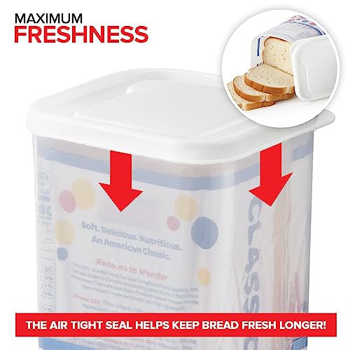 Stock Your Home Bread Container (2 Pack) Bread Loaf Keeper, Fresh Bread Storage Container, Clear Bread Saver, Bread Holder - Bread Bin for Bun, Bagel, and Bread Loaf, Plastic Bread Box (White & Brown)