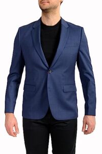 hugo boss men's astian184 blue extra slim fit 100% wool blazer us 40l it 50l