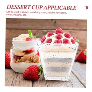 20 Sets Glitter Dessert Cups Cheesecake Cups Plastic Spoons Disposable Small Dessert Spoons Smoothie Cup Trifle Bowl Serving Bowl for Party Yogurt Cups Ice Cream Containers Square