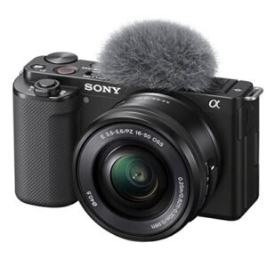 Sony ZV-E10 Mirrorless Camera with 16-50mm Lens, 128GB Extreem Speed Memory,.43 Wide Angle & 2X Lenses, Case. Tripod, Filters, Hood, Grip,Spare Battery & Charger, Editing Software Kit -Deluxe Bundle