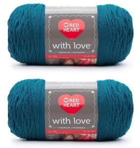 red heart with love mallard yarn - 2 pack of 198g/7oz - acrylic - 4 medium (worsted) - 370 yards - knitting/crochet