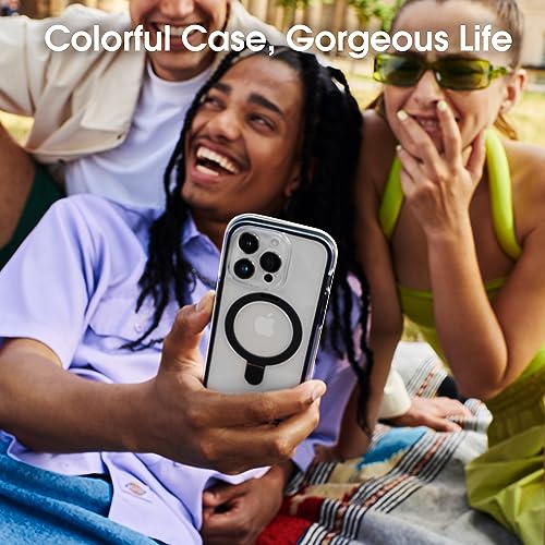 CASEKOO Air-Filled Designed for iPhone 14 Pro Case with Magnetic Invisible Stand [16FT Military Drop Protection] [Compatible with MagSafe]Clear Shockproof Phone Cases for Men Women 6.1 Inch 2022,Black