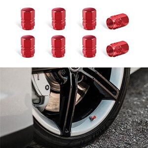 kewucn 8 pcs car tire valve caps, aluminum alloy air caps cover with rubber ring, corrosion resistant airtight dust proof covers, universal for suvs, trucks, motorcycles and bikes (red)