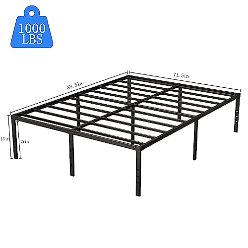 Besebay California King Bed Frame 14 Inch Heavy Duty Metal Frames with Steel Slats Support Ample Storage No Box Spring Needed, Easy Assembly, Noise Free, Black