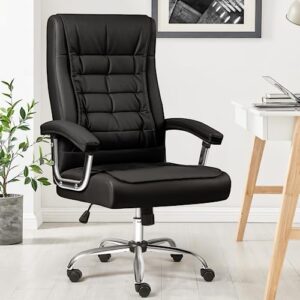 pukami big and tall office chair,350lbs leather office chair for heavy people,high back executive desk chair,adjustable home office chair with armrest,swivel computer chair with spring seat