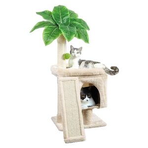 cat tower 33'' cat tree indoor palm tree large cat perch with scratching board cat tower with natural sisal ball furniture pet house play activity center suitable for adult cats and kittens