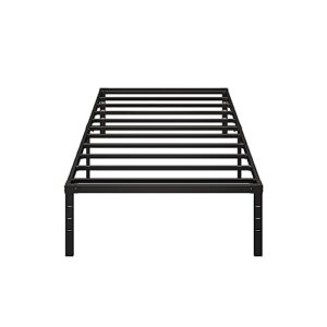 besebay twin size bed frame 14 inch heavy duty metal frames with steel slats support ample storage no box spring needed, easy assembly, noise free, black