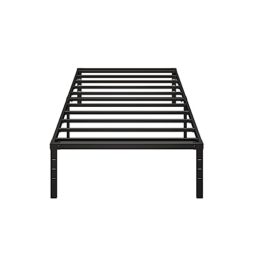 Besebay Twin Size Bed Frame 14 Inch Heavy Duty Metal Frames with Steel Slats Support Ample Storage No Box Spring Needed, Easy Assembly, Noise Free, Black