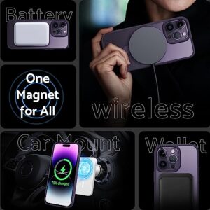 DASFOND Mag-Stand Designed for iPhone 14 Pro Max Case, 2023 Upgraded [All-in-1] [Compatible with MagSafe Invisible Ring Kickstand Transparent Matte Cover Shockproof Slim Case, Purple