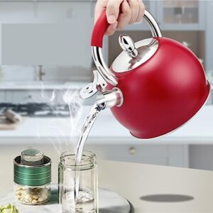 Stovetop Tea Kettle Whistling Teapot Tea Kettle 3L Whistling Tea Kettle 304 Stainless Steel Whistle Kettle Teapot Universal Stovetop Kettle Stove Top Kettle Tea Pot (Color : Red, Size : 20 * 24.5cm)