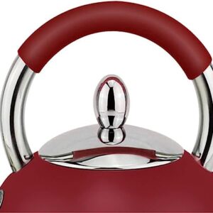 Stovetop Tea Kettle Whistling Teapot Tea Kettle 3L Whistling Tea Kettle 304 Stainless Steel Whistle Kettle Teapot Universal Stovetop Kettle Stove Top Kettle Tea Pot (Color : Red, Size : 20 * 24.5cm)