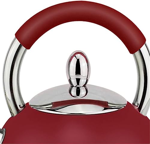 Stovetop Tea Kettle Whistling Teapot Tea Kettle 3L Whistling Tea Kettle 304 Stainless Steel Whistle Kettle Teapot Universal Stovetop Kettle Stove Top Kettle Tea Pot (Color : Red, Size : 20 * 24.5cm)