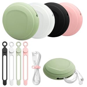8 in 1 silicone headphone organizer,data cable storage case, cable ties/cable straps reusable fastening cable ties cord organizer,mini storage bag, mini key box,soft silicone accessories kit(4 colors)