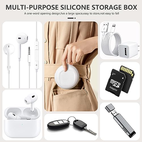 8 in 1 Silicone Headphone Organizer,Data Cable Storage Case, Cable Ties/Cable Straps Reusable Fastening Cable Ties Cord Organizer,Mini Storage Bag, Mini Key Box,Soft Silicone Accessories Kit(4 colors)