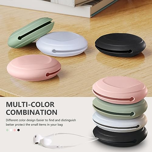 8 in 1 Silicone Headphone Organizer,Data Cable Storage Case, Cable Ties/Cable Straps Reusable Fastening Cable Ties Cord Organizer,Mini Storage Bag, Mini Key Box,Soft Silicone Accessories Kit(4 colors)