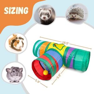 TiereCare Guinea Pig Tunnel - Collapsible 3 Way Small Animal Hideouts and Tubes for Guinea Pigs, Ferrets, Hedgehog, and Chinchillas Exploration Enrichment Toys Accessories for Cage