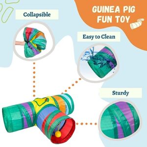 TiereCare Guinea Pig Tunnel - Collapsible 3 Way Small Animal Hideouts and Tubes for Guinea Pigs, Ferrets, Hedgehog, and Chinchillas Exploration Enrichment Toys Accessories for Cage