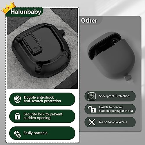 Halunbaby for Bose QuietComfort Earbuds II (2022)& New Bose QuietComfort Ultra Case Cover with Secure Lock Clip Super Protective Hard Shell Shockproof Cover with Carabiner for Men Women Gift (Black)