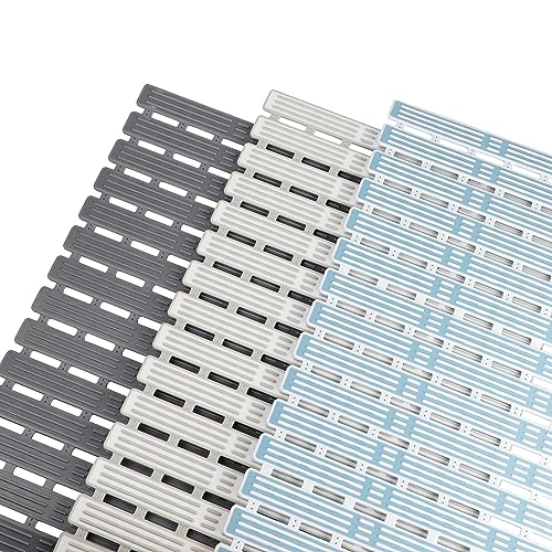 Qidordour Bathtub Mat Non Slip Shower Mats, 35.4 x 15.7 Inch Long Soft Bath Tub Mat with Suction Cups and Drainage Holes, Anti Slip Bath Mats for Tub Inside Shower Stall Tray Bathroom Floor,Light Grey