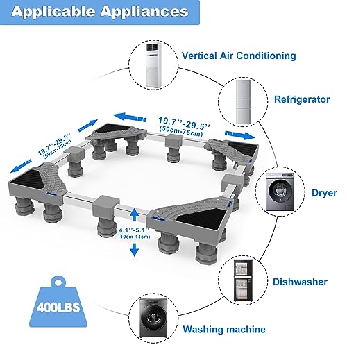 Kiss Core Laundry Pedestal 29" Universal Fit Washer Pedestal, Adjustable Washer and Dryer Stand with 16 Strong Feet, Multi-Functional Washing Machine Base Stand for Washer and Dryer