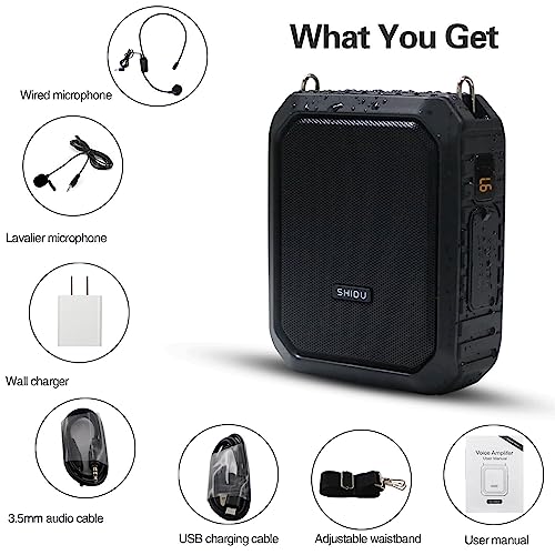 Voice Amplifier with Lapel Microphone/Microphone Headset-18W Waterproof Megaphone Speaker Pa System with 2 Mics, Bluetooth 5.0 Portable Microphone and Speaker for Teachers Elderly Tour Guide ect