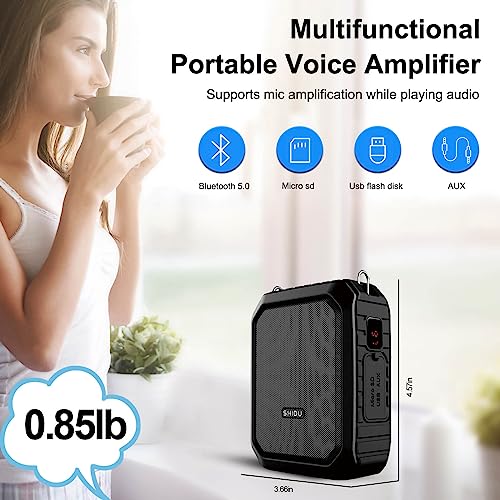 Voice Amplifier with Lapel Microphone/Microphone Headset-18W Waterproof Megaphone Speaker Pa System with 2 Mics, Bluetooth 5.0 Portable Microphone and Speaker for Teachers Elderly Tour Guide ect