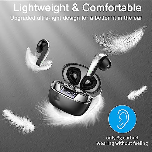 Wireless Earbud, Bluetooth 5.3 Headphones, Bluetooth Earbud Noise Cancelling, 40H Ear Buds with 4 ENC Mics, Earphones in-Ear Earbud LED Display IP7 Waterproof Stereo Mini Charging Case for Sports uaue