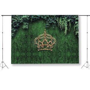 kukusoul 5x3ft crown backdrop gold glitter crown green leaf photography background celebration party decoration supplies cake table banner photo booth prop kubyc404