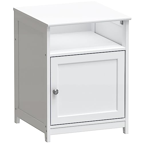 SHW End Table with Shelf and Storage, White