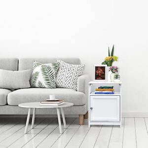 SHW End Table with Shelf and Storage, White