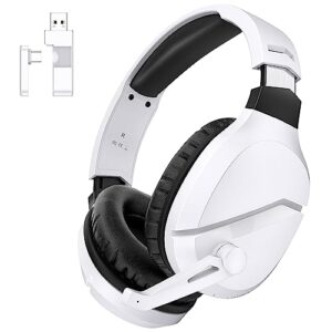 wolflaws wireless gaming headset with noise canceling microphone for ps5, pc, ps4, 2.4g/bluetooth gaming headphones with usb and type-c connector, wired mode for controller
