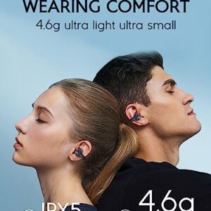 Open Ear Earbuds Wireless Bluetooth 5.3 Ear Clips Ear Buds Ear Clip Air Bone Conduction Headphones Painless Waterproof Sport Earring Earphones Carbon Fiber Ear Clip Bluetooth Headset Noise Cancelling