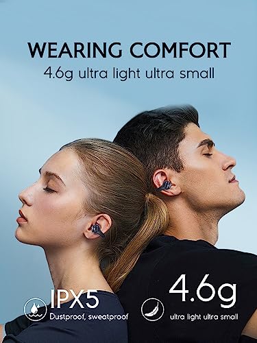 Open Ear Earbuds Wireless Bluetooth 5.3 Ear Clips Ear Buds Ear Clip Air Bone Conduction Headphones Painless Waterproof Sport Earring Earphones Carbon Fiber Ear Clip Bluetooth Headset Noise Cancelling