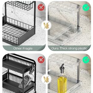 Under Sink Organizer and Storage, 2 Tier Sliding Under Sink Shelf, L Shaped Pull Out Cabinet Basket Organizer, Multi-Purpose Slide Out Organizer Rack for Bathroom, Kitchen, 2 Pack, Clear