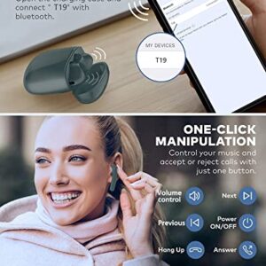 BEBEN True Wireless Earbuds, Waterproof Bluetooth Earbuds, 35Hrs Cyclic Playtime Headphones with Charging Case and mic, in-Ear Stereo Earphones Headset for Sport Dark Green