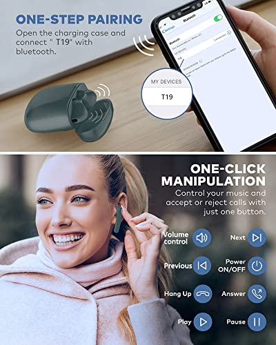 BEBEN True Wireless Earbuds, Waterproof Bluetooth Earbuds, 35Hrs Cyclic Playtime Headphones with Charging Case and mic, in-Ear Stereo Earphones Headset for Sport Dark Green