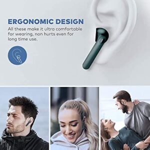 BEBEN True Wireless Earbuds, Waterproof Bluetooth Earbuds, 35Hrs Cyclic Playtime Headphones with Charging Case and mic, in-Ear Stereo Earphones Headset for Sport Dark Green