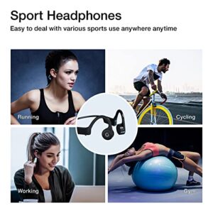EARTEANA Bone Conduction Headphones, Open-Ear Bluetoth Sport Headset, Wireless Earphone/Earbuds Built-in Mic for Work Out, Running, Hiking, Bicycling, Driving (Black)