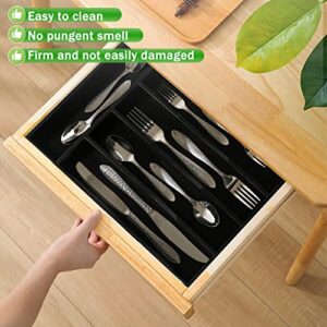 Greenual Black Silverware Organizer 10 In Utensil Organizer Silverware Tray for Drawer Cutlery Flatware Organizer for Kitchen Bamboo Wood