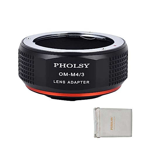 PHOLSY Lens Mount Adapter OM to MFT Compatible with Olympus Zuiko OM Mount Lens to Micro Four Thirds (M4/3 Micro 4/3) Mount Camera Body Compatible with Olympus Panasonic Lumix Cameras OM to M4/3