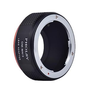 PHOLSY Lens Mount Adapter OM to MFT Compatible with Olympus Zuiko OM Mount Lens to Micro Four Thirds (M4/3 Micro 4/3) Mount Camera Body Compatible with Olympus Panasonic Lumix Cameras OM to M4/3