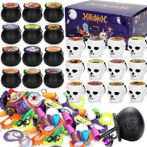 halloween party favors 24 pack prefilled small plastic witch cauldron skull cauldron halloween toys in bulk halloween prizes gifts miniatures for kids trick or treat halloween party prizes toys