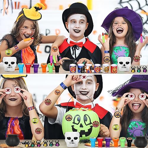 Halloween Party Favors 24 Pack Prefilled Small Plastic Witch Cauldron Skull Cauldron Halloween Toys in Bulk Halloween Prizes Gifts Miniatures for Kids Trick or Treat Halloween Party Prizes Toys