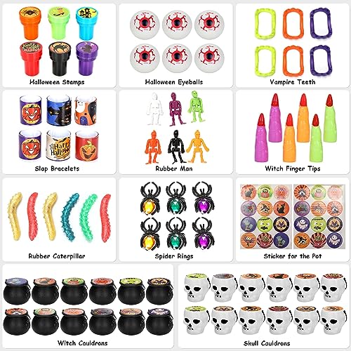 Halloween Party Favors 24 Pack Prefilled Small Plastic Witch Cauldron Skull Cauldron Halloween Toys in Bulk Halloween Prizes Gifts Miniatures for Kids Trick or Treat Halloween Party Prizes Toys