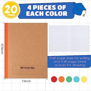 Henoyso 20 Pcs Primary Composition Notebook for Kids Bulk 9 3/4 x 7 1/2 Inch Primary Journals Writing Journal with Rainbow Spine Kids Handwriting and Drawing Story Journal for School Student Classroom