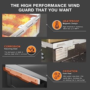 Wind Guard for Blackstone 36" Griddle,Stainless Steel Magnetic for Blackstone Griddle Accessories Fit for Grease Catcher,Hood,Side Shelf,Protect Flames Hold Heat,Wind Screen Gear for Grill Gas Saving