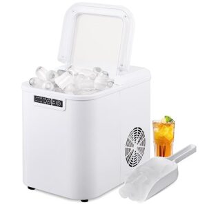 mollie ice maker countertop 9 ice cubes ready in 10 mins - 26lbs/24hrs, self-cleaning ice makers, one-click operation portable ice cube machine w/ice scoop for home kitchen office party rv, white
