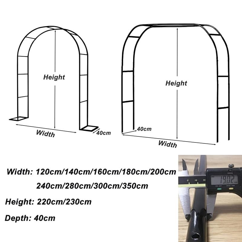 Garden Arch Metal Trellis Arbor Rose Arch for Wedding Balloon Decoration Climbing Plant Garden Archway Wide 79in 47in 55in 71in 94in 138in (Color : Black, Size : 110" W x 87" H)